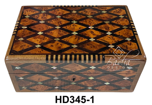 Wooden Thuya Jewelry Box with Mother of Pearl Inlay