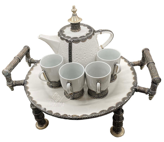 White Ornate Ceramic Tea Cup Set