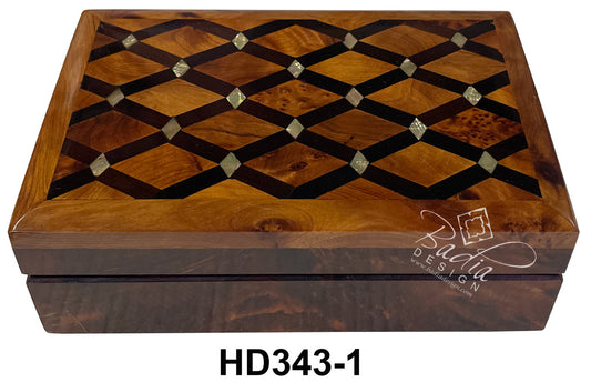 Wooden Thuya Jewelry Box with Mother of Pearl Inlay