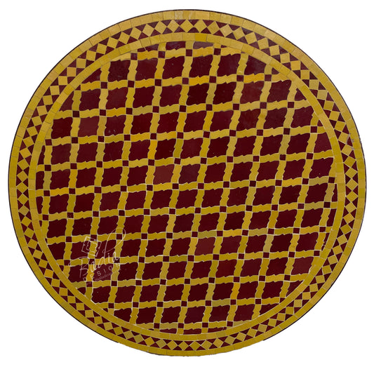 Round Yellow Moroccan Tile Table Top